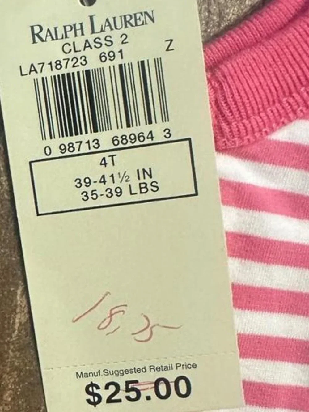 NWT Ralph Lauren girl’s pink and white striped tank top size 4T #preppy #summer